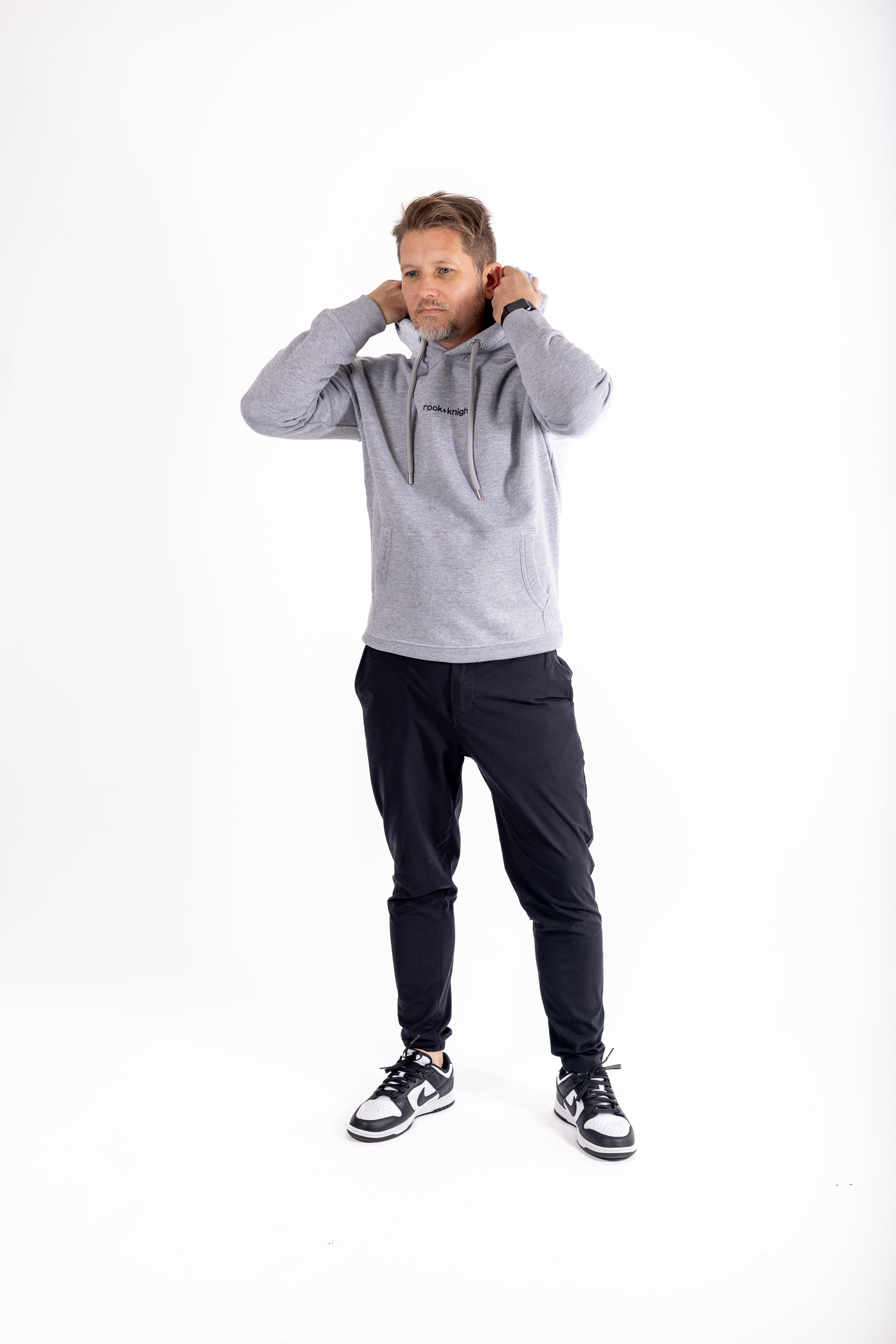 Rook+Knight Signature Mens Regular Fit Grey Marl Hoodie