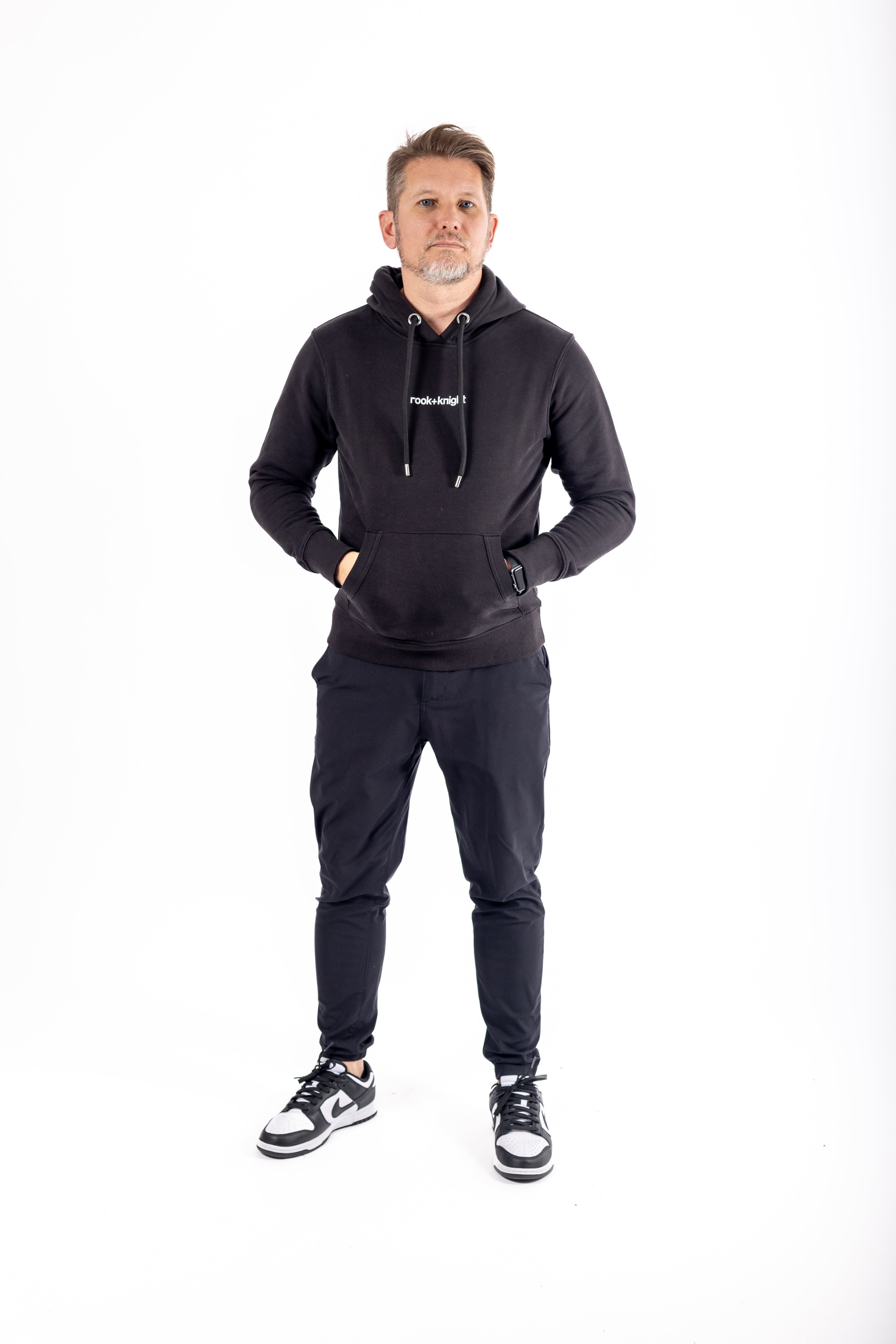 Rook+Knight Signature Mens Regular Fit Black Hoodie