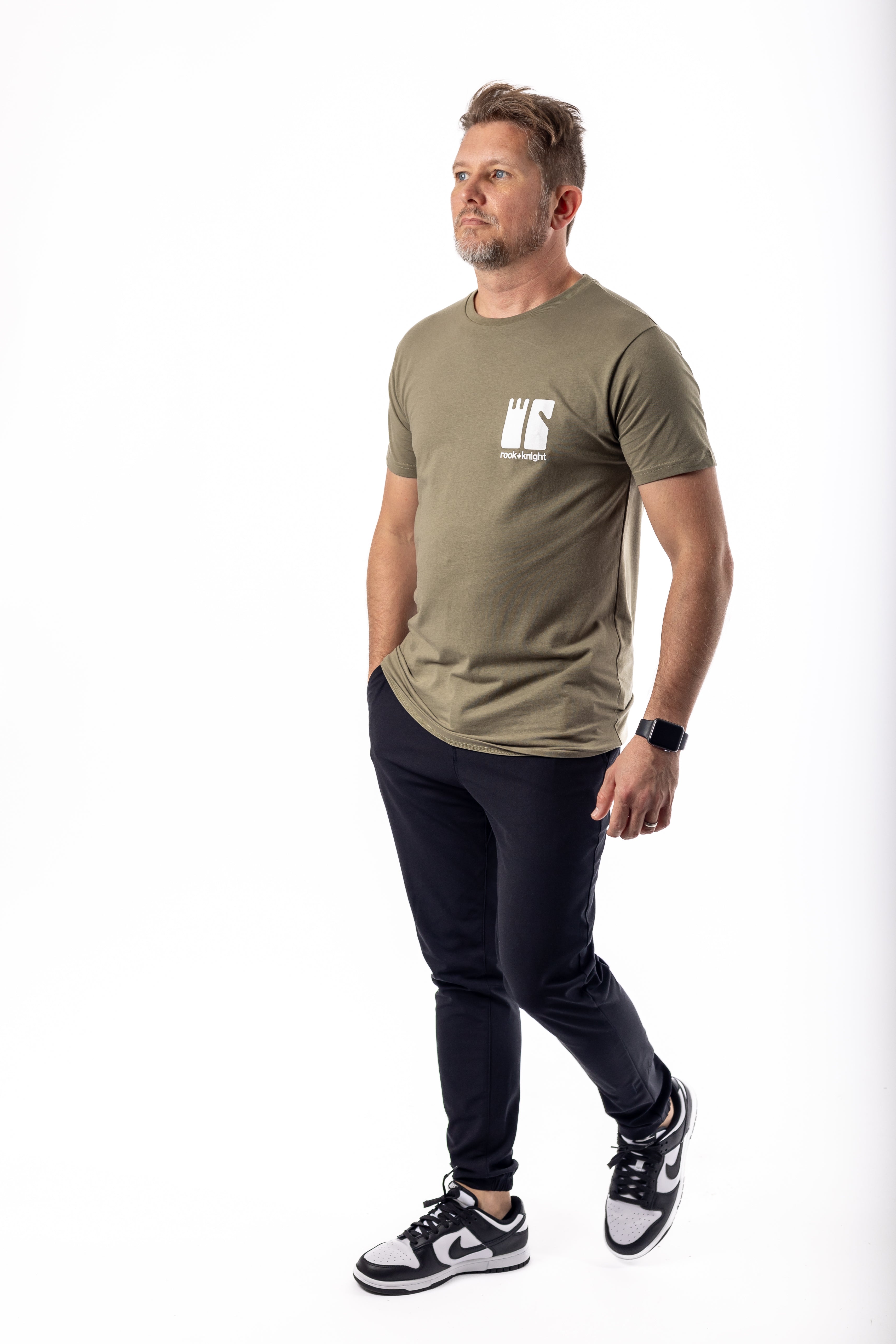 Rook+Knight Mens Fitted Khaki T-Shirt